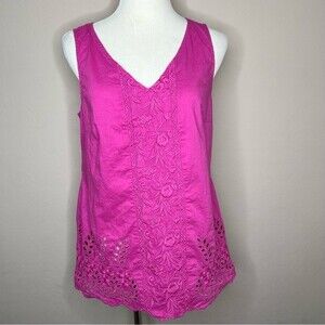 Soft Surroundings Bright Pink Eyelet Tank